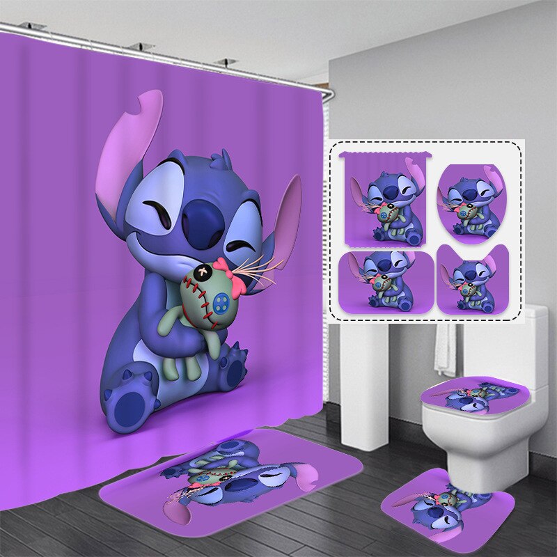 Disney Stitch Bathroom Curtains Shower Curtain Set