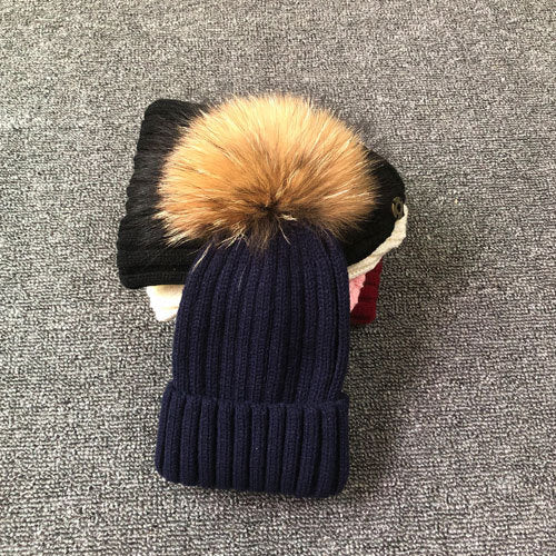 Fur Pom Poms  Winter Hat Women