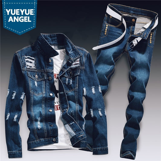 Men Denim Two Piece Set