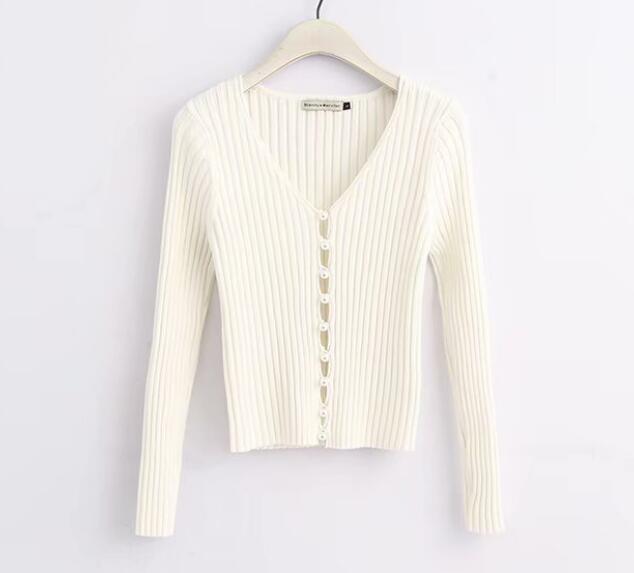 Women Pearl Cardigan Sweater