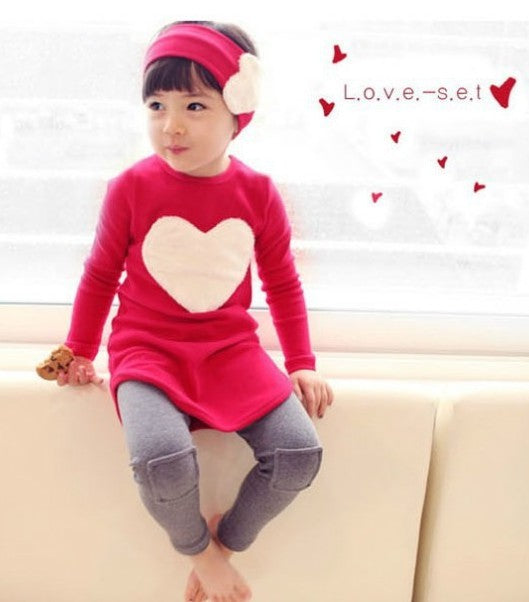 Girl Sets Top with Bow+Striped Leggings 2pcs