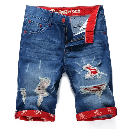 Men Ripped Denim Short