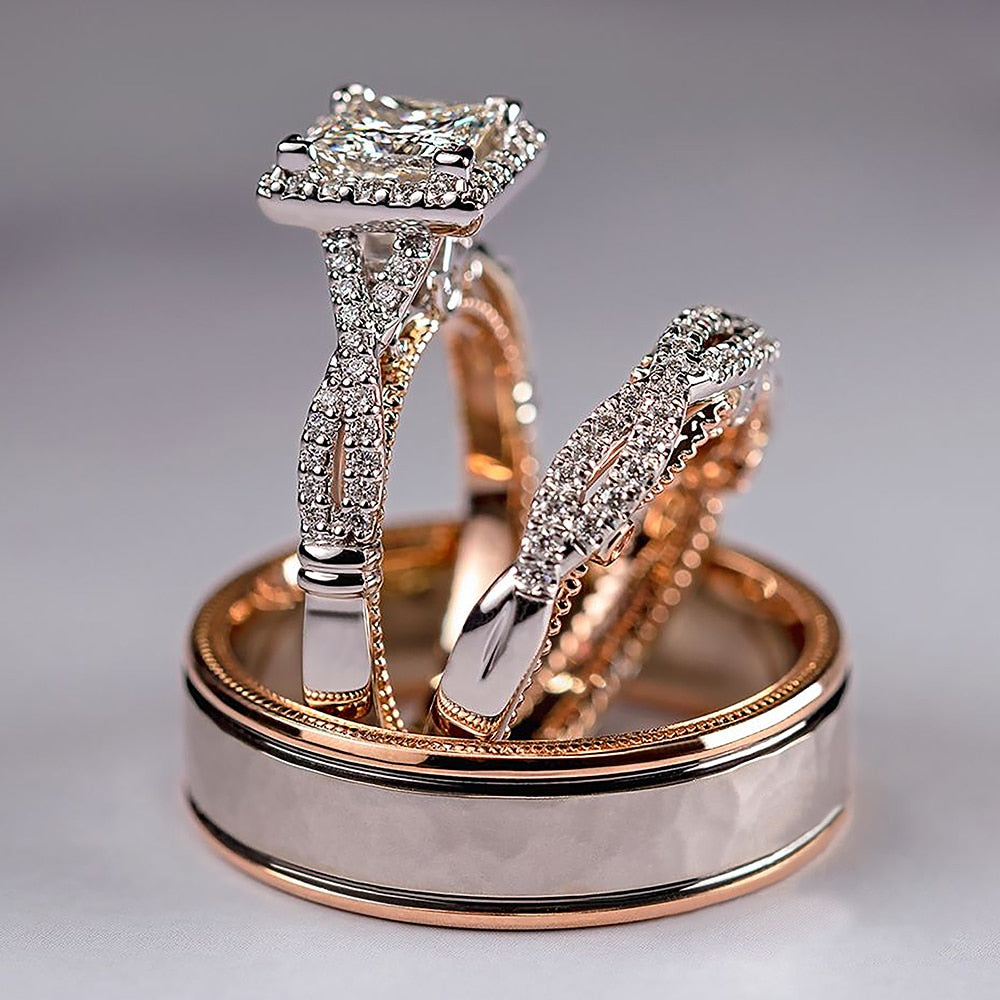 Huitan Gorgeous 3Pcs/Set Rings Fashion Jewelry
