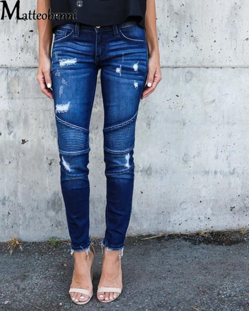 Women Mid Waist Skinny Jeans.