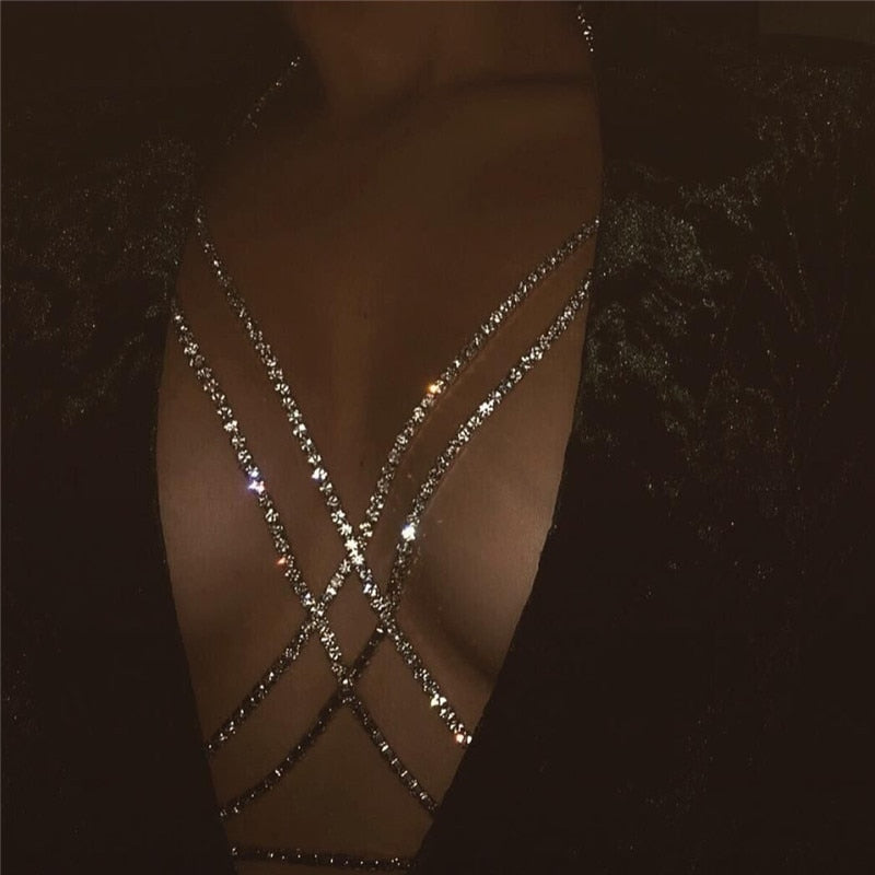 Sexy Rhinestone Bras Chain Jewelry