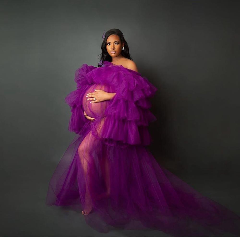 Women Custom Made Maternity Tulle Gowns.