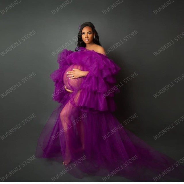 Women Custom Made Maternity Tulle Gowns.