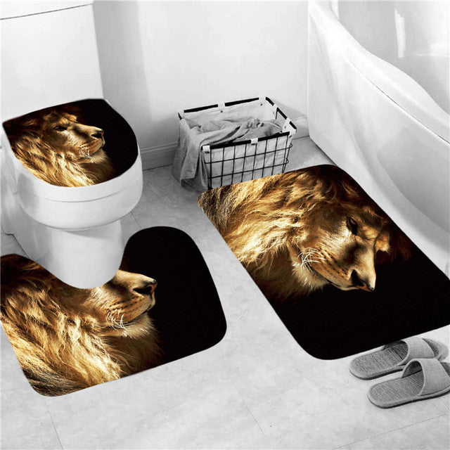 Tiger Animal Printed Shower Curtain Set