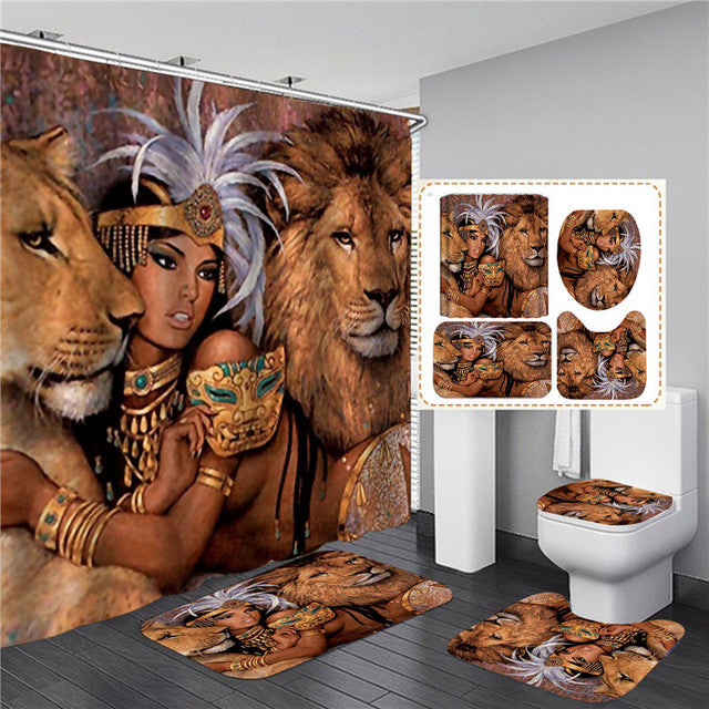 Tiger Animal Printed Shower Curtain Set