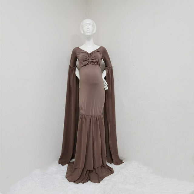 Women Shoulderless Maternity Photography Dress