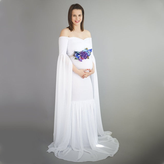 Women Shoulderless Maternity Photography Dress