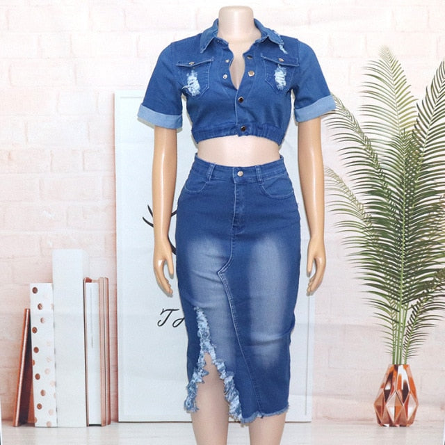 Women Denim Shirt Sets.