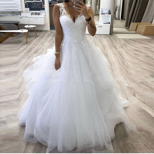 V-neck Princess Ball Gown Wedding Dress