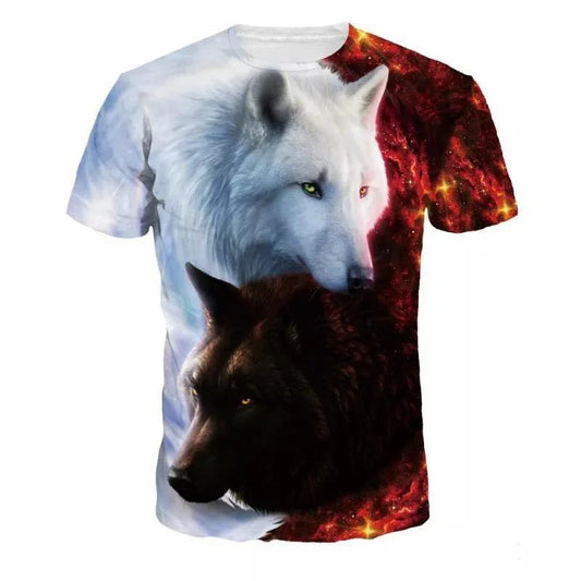 Men 3D  Wolf Printed T shirts.