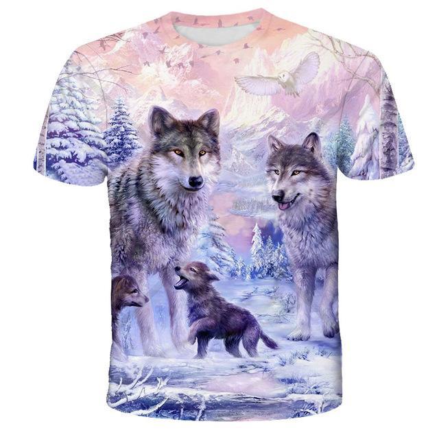Men 3D  Wolf Printed T shirts.