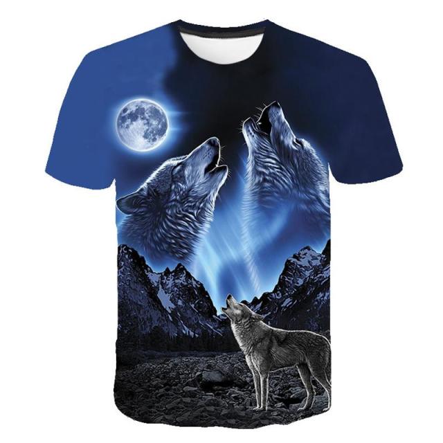 Men 3D  Wolf Printed T shirts.