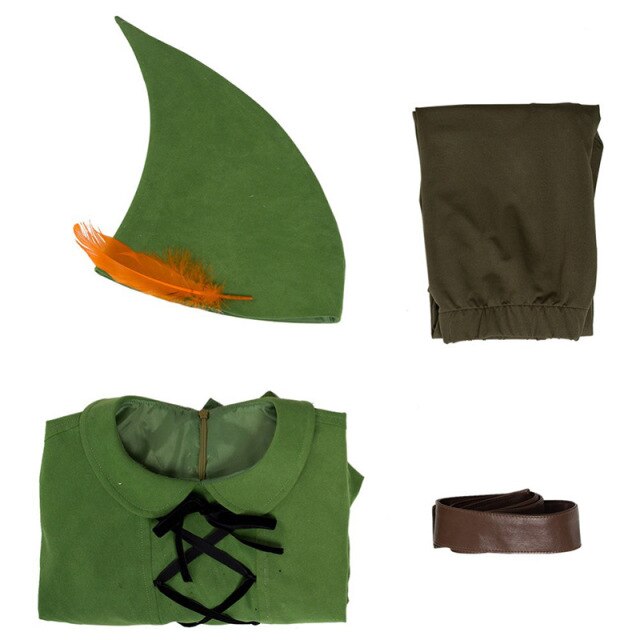 Movie Peter Pan Cosplay Costume Hat Green Elf Uniform