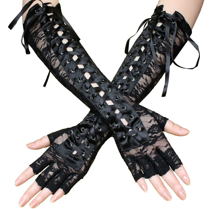 Helisopus Sexy Lace Long Gloves Winter Elbow Length.