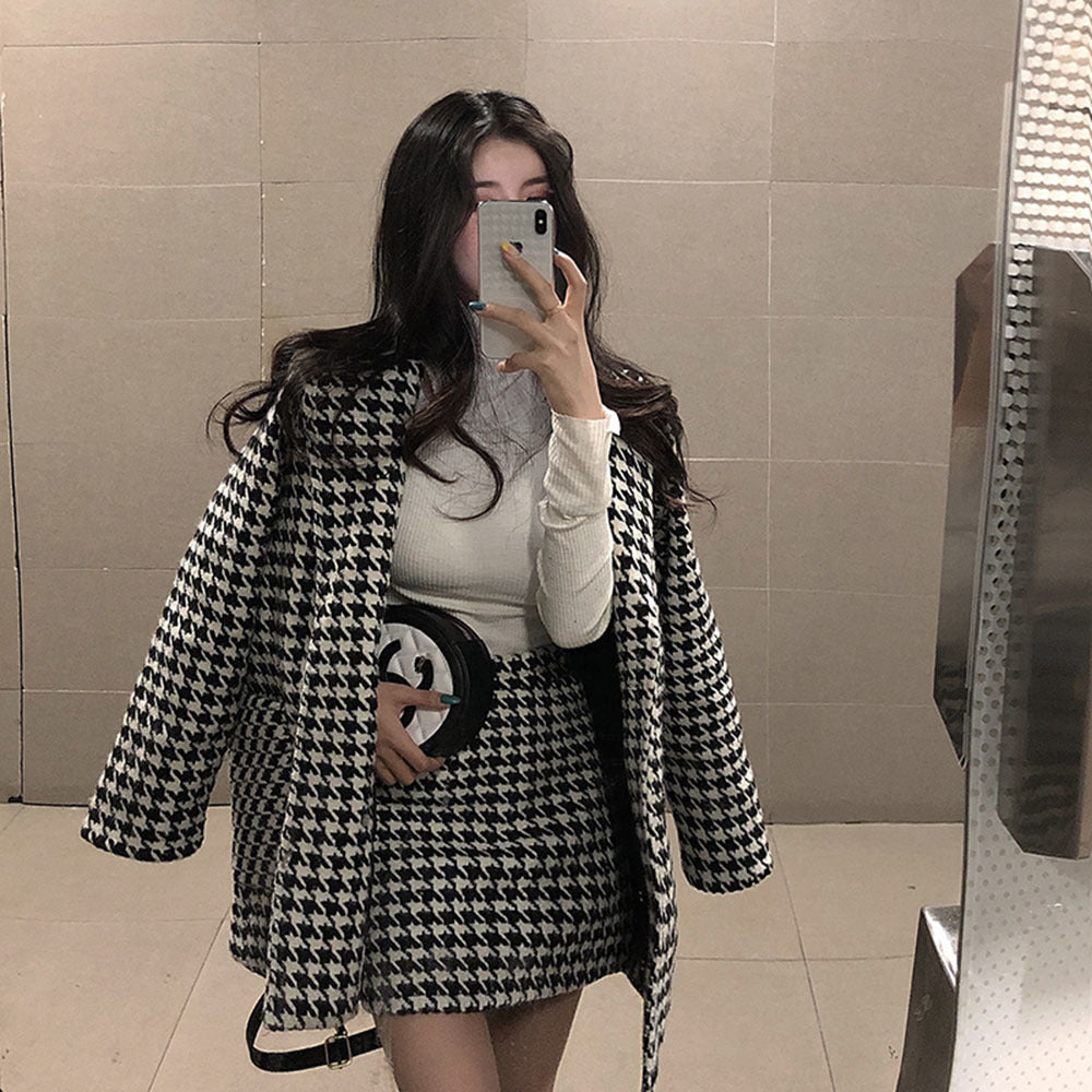 Women Houndstooth Two 2 Piece Set