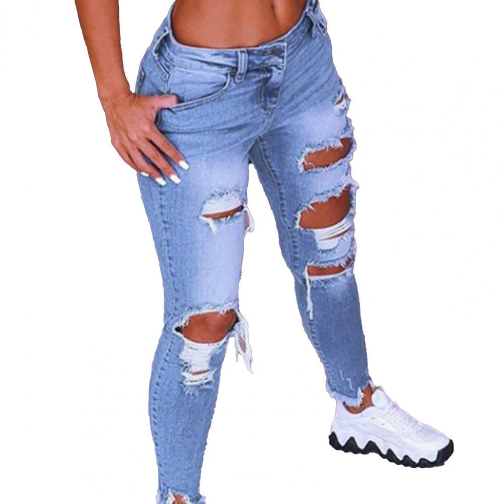 Ripped  Stretch Jeans  Women.