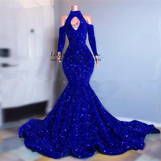 Women Royal Blue Mermaid Prom Dress