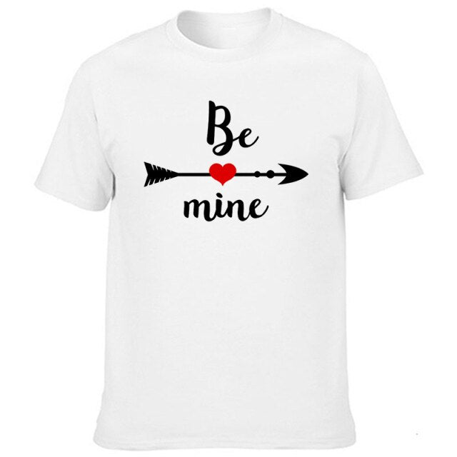 Be Mine Love Heart Printed Couples Lovers T-Shirt for Women & Men.