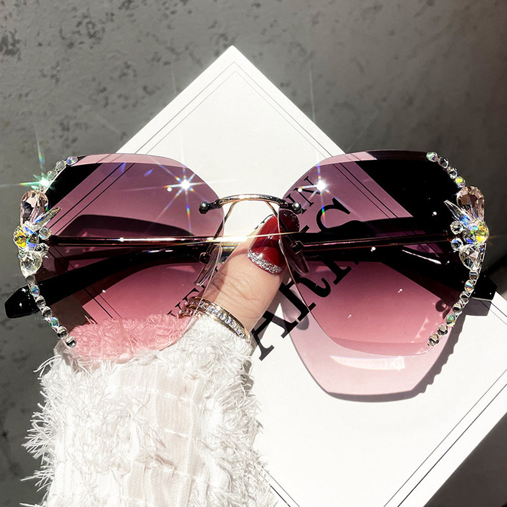 Luxury Brand Design Vintage Rimless Sunglasses Women