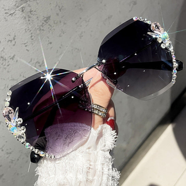Luxury Brand Design Vintage Rimless Sunglasses Women