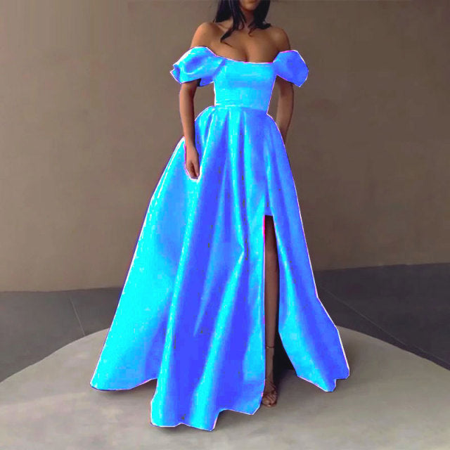 Women Royal Blue Satin Prom Dresses