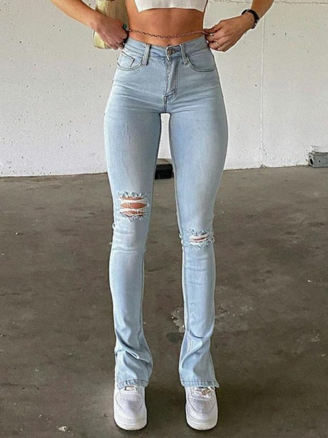 High Waist Skinny Jeans Women.