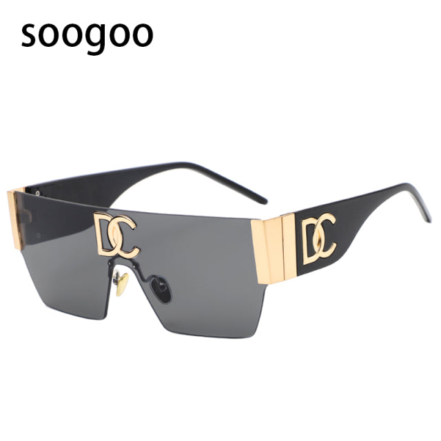 Men Vintage Square Rimless Sunglasses