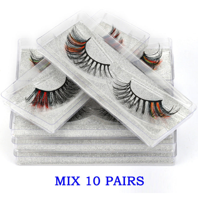 New 5/100 Pairs Faux Mink Colored False Eyelashes Beauty