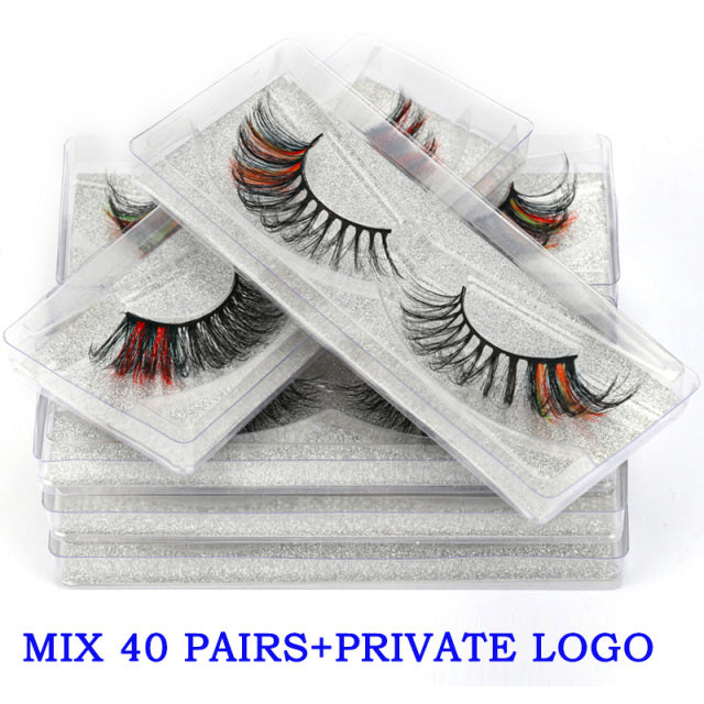 New 5/100 Pairs Faux Mink Colored False Eyelashes Beauty