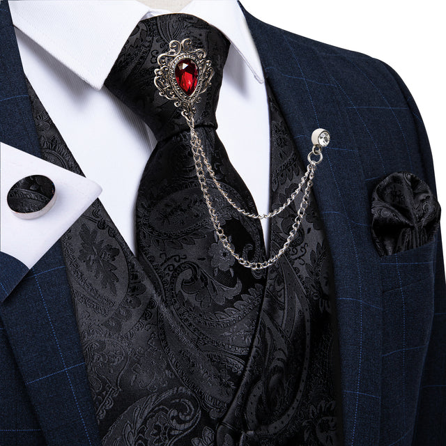 Paisley 100% Silk Formal Dress Vest Men Suit Vest