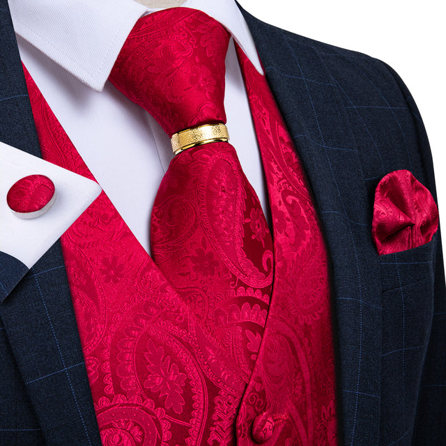 Paisley 100% Silk Formal Dress Vest Men Suit Vest