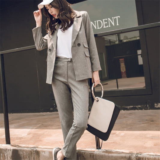 Women Suit Gray Casual Blazer